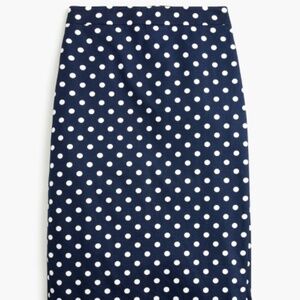 J. Crew navy no. 2 cotton polka dot pencil skirt